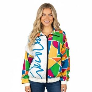 Vintage 80s William Serbin Colorful Windbreaker Tracksuit Jacket Size Large